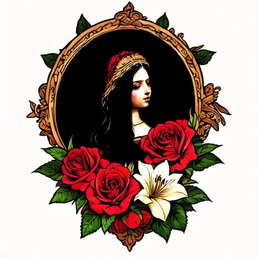 Virgin Msry With Lilys And Roses
