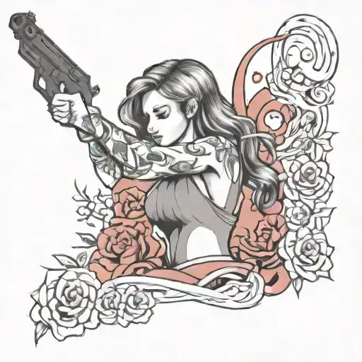 Women Shooting Herself No Blood