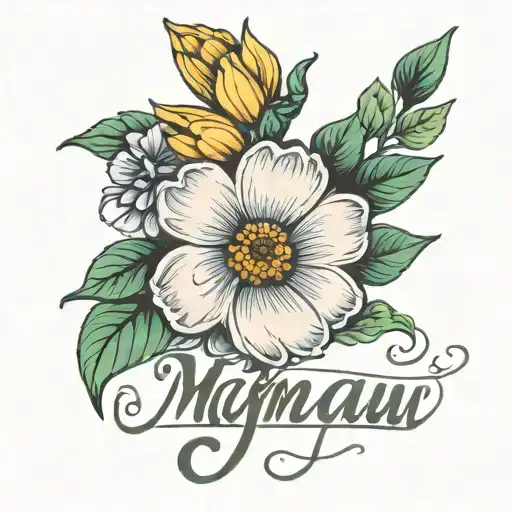 Mamaw Dorthy In Cursive With Birth Month Flower Growing