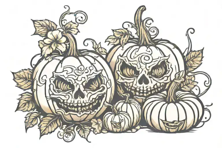 Pumpkins With Vines Growing