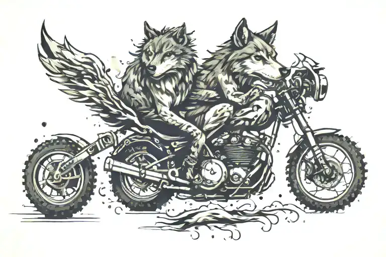Wolf And Dirt Bike Racing