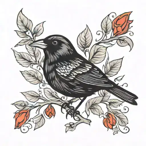 Red Winged Black Bird Looking Forward With The Face