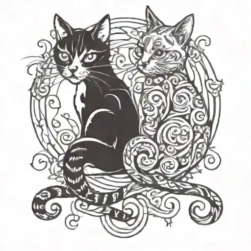 Two Cats Intertwined With Infinity Symbol