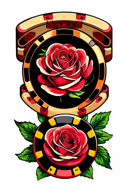 Casino Chips Cards Rose