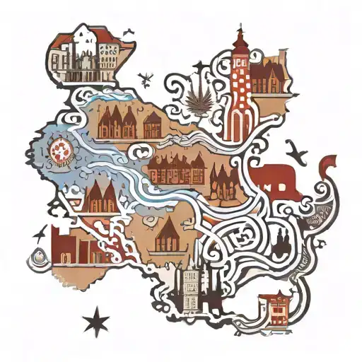 Latvia National Maps Fill With Latvian Symbols Intertwined