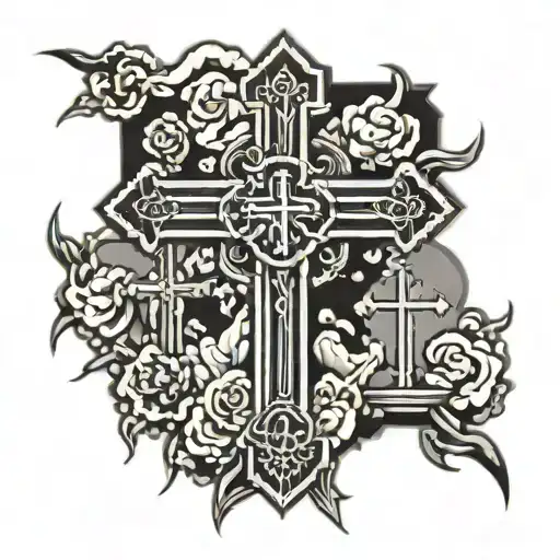 Three Crosses With A Cool Back Ground