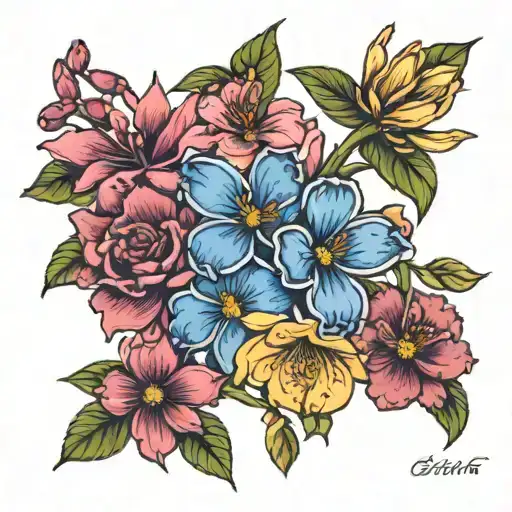 Feminine Tattoo Of Birth Flowers For March And December Combined