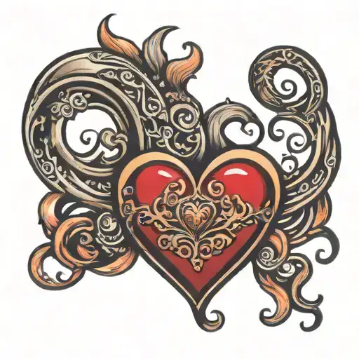Heart In Middle Of Lower Back With Swirls Coming Out Of It
