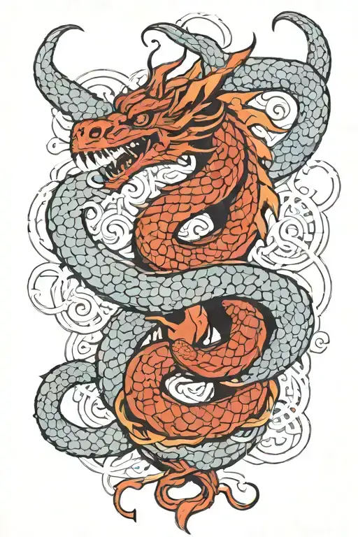 A Dragon Wrapped Around A Snake And An Ak-47 In The Middle