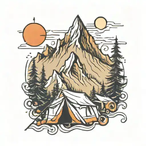 Tent And Mountains