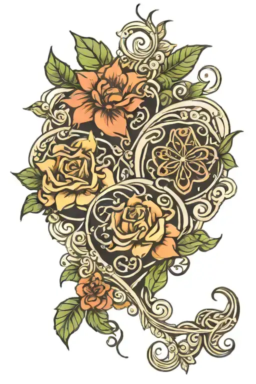 Leo And Taurus Heart Infinity Flowers Intertwined