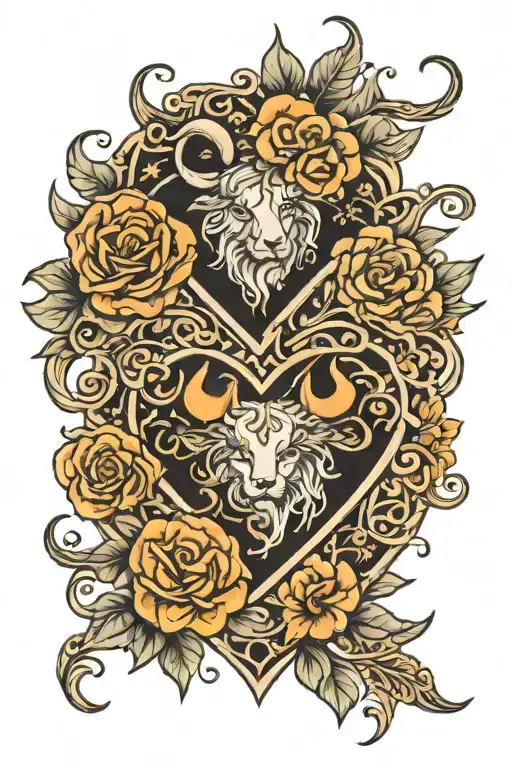 Leo And Taurus Heart Infinity Flowers