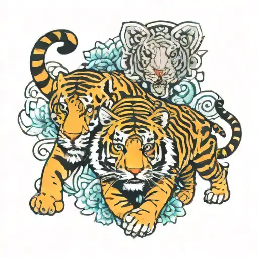Tiger And Elephant Holding