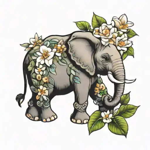 Elephant And Gardenia Flower Growing