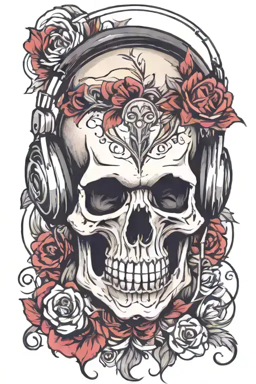 Skull Wearing Headphones
