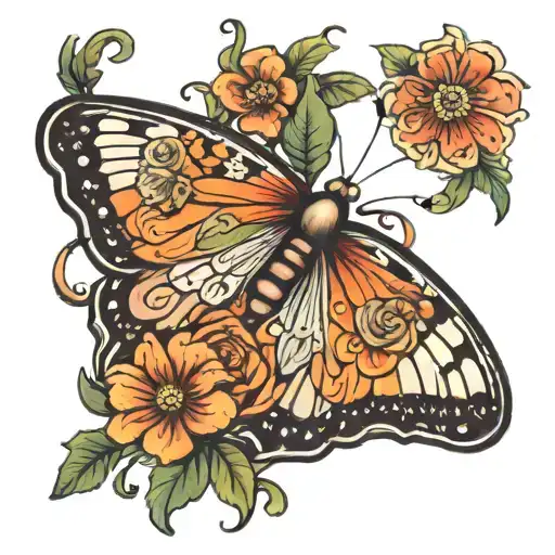 Butterfly With Flower
