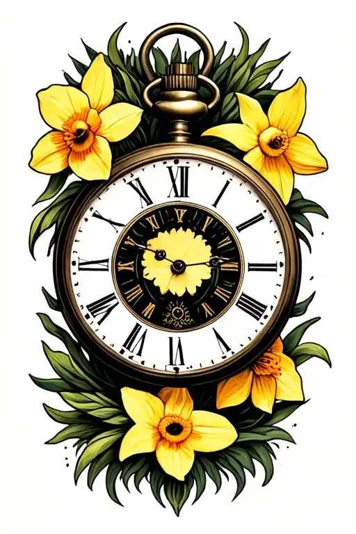 Pocket Watch With Daffodil