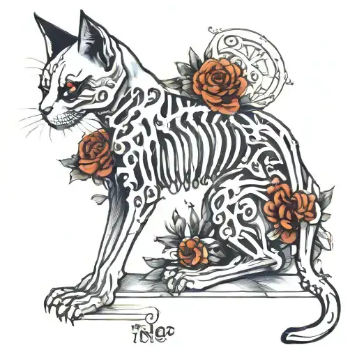 Skeleton Of A Cat Side View