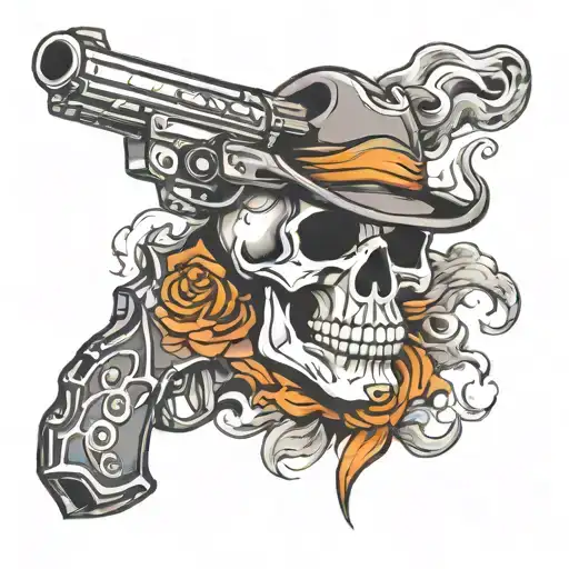 Skull Gun Smoke Shading Gangster