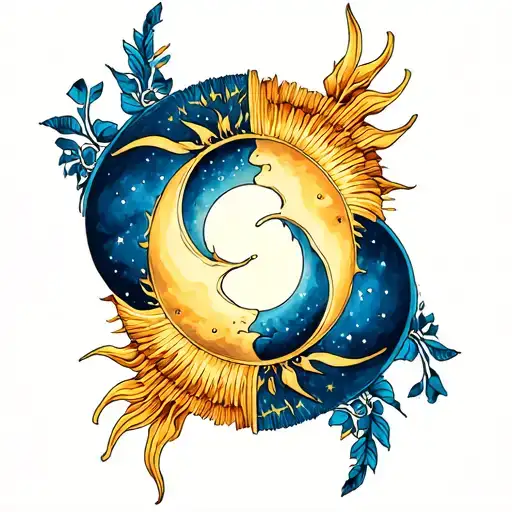 Sun And Moon Merging Together