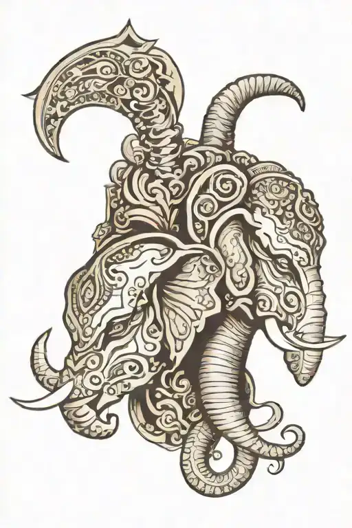 Theatrical Masks And Elephant Head