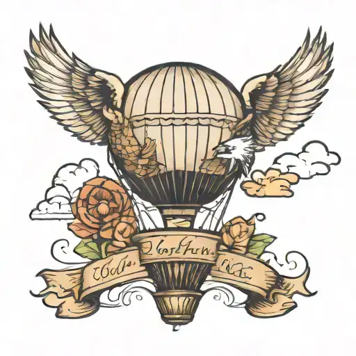 Hot Air Balloon With An Eagle Minimalist