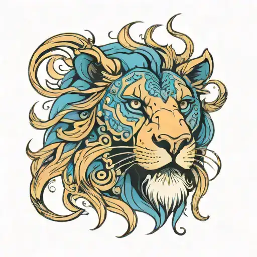 Blue Lion Face