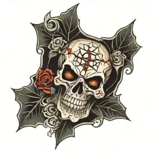 Skull Cut By Spider Web