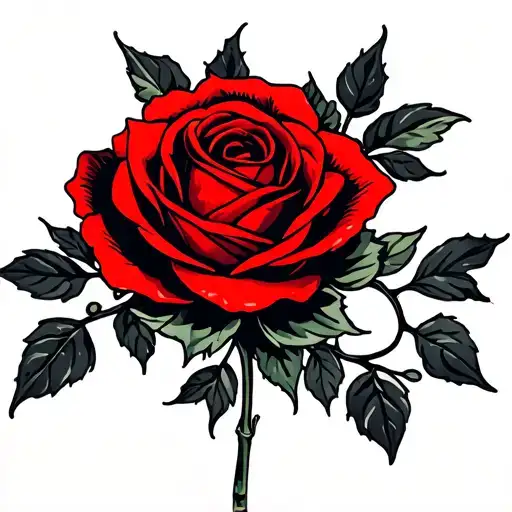 Black And Red Rose With Vines