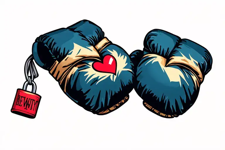 Boxing Gloves With Heart Shaped Lock