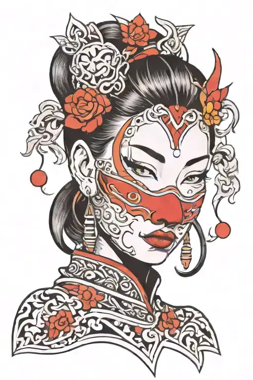 Girl And Hanya Mask