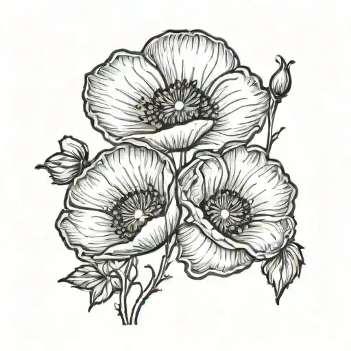 3 Small Colorful Poppies