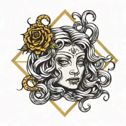 Medusa Crying Diamond Shape Outline