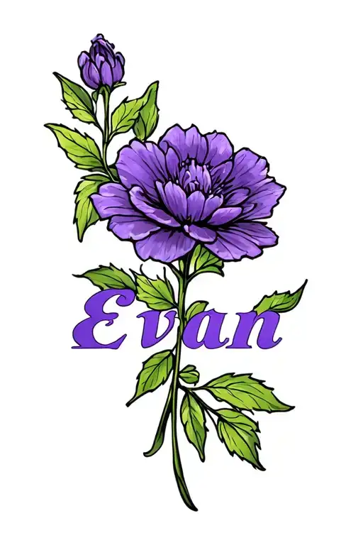 Violet Flower And The Name Evan Name