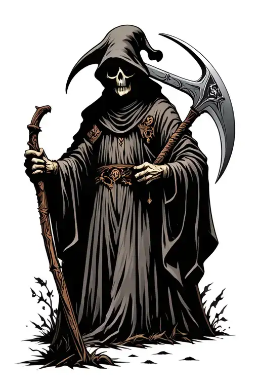 Grim Reaper In Graveyard Holding Scythe