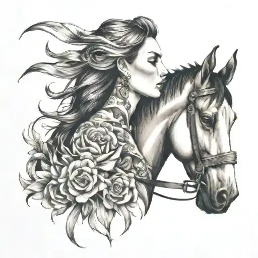 Horse And Women Face