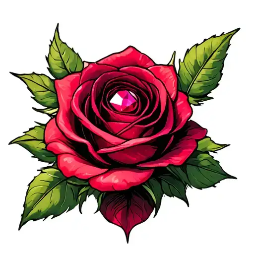 Rose With A Ruby Stone