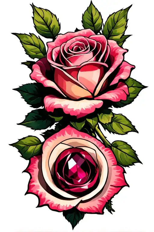 Rose With A Ruby Stone