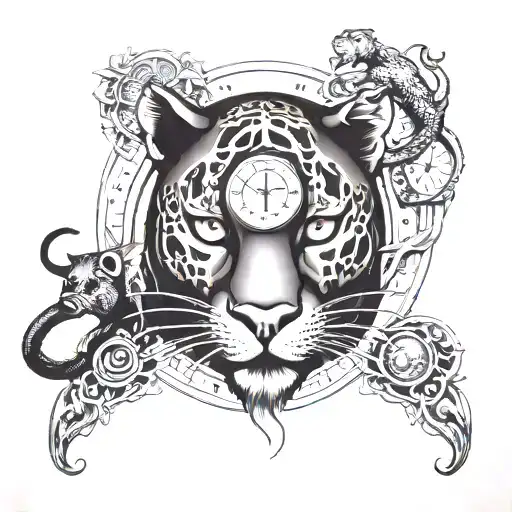 Panther And Clock Infinity Sign