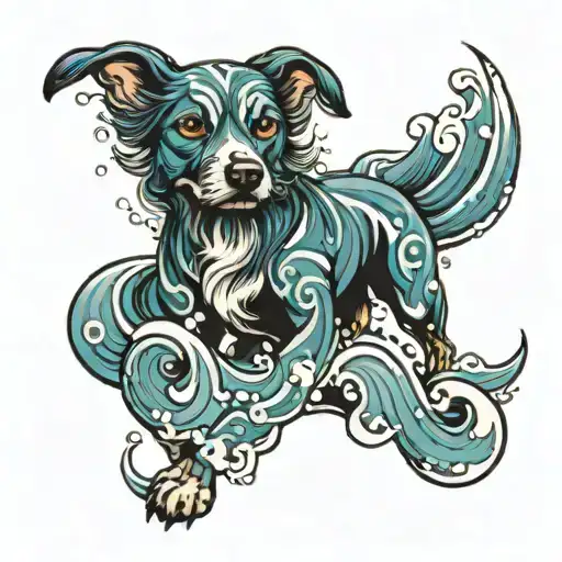 A Dog In Ocean Waves