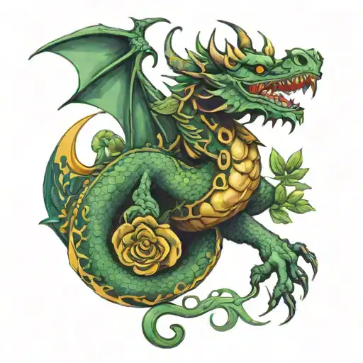 Dragon Design With Clover Miminalistiv
