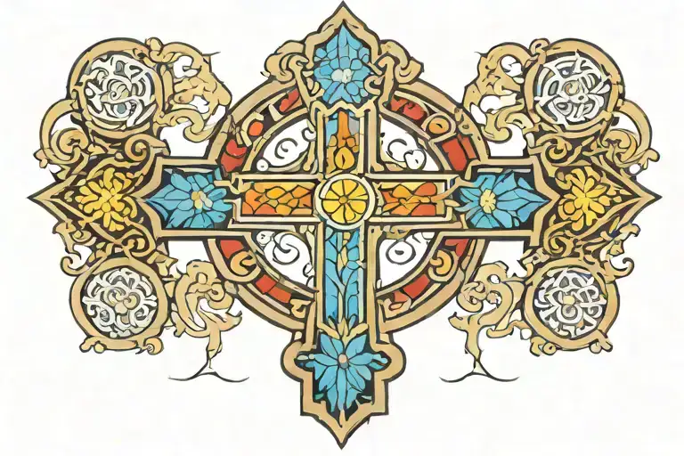 Stain Glass Window Cross