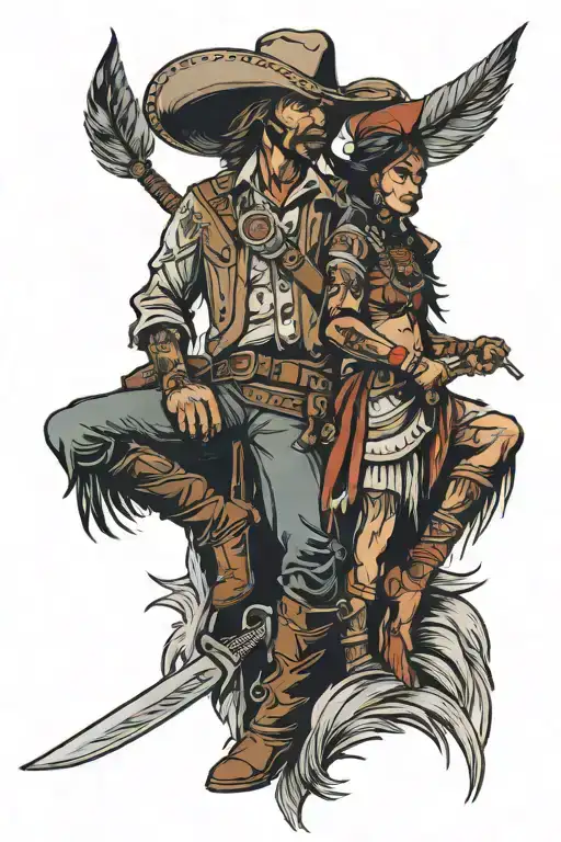 Cowboy And An Indian Warrior
