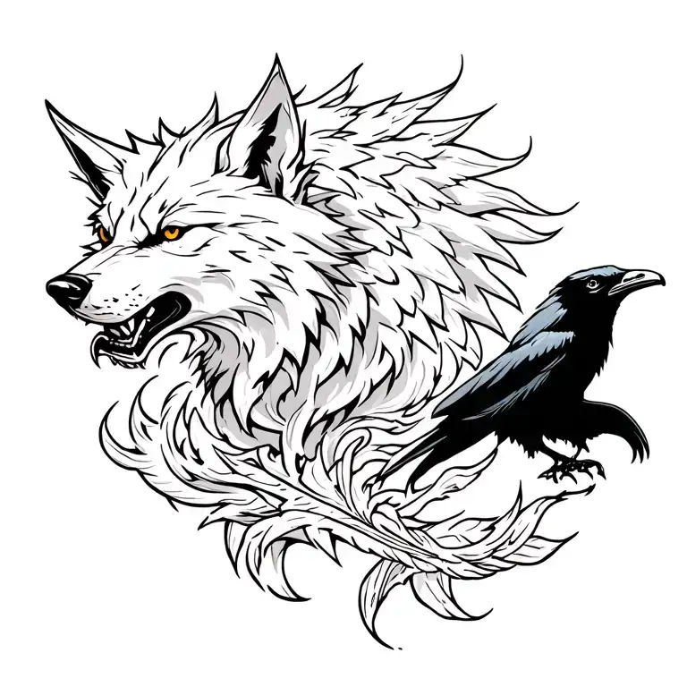 Demon Wolf And Raven