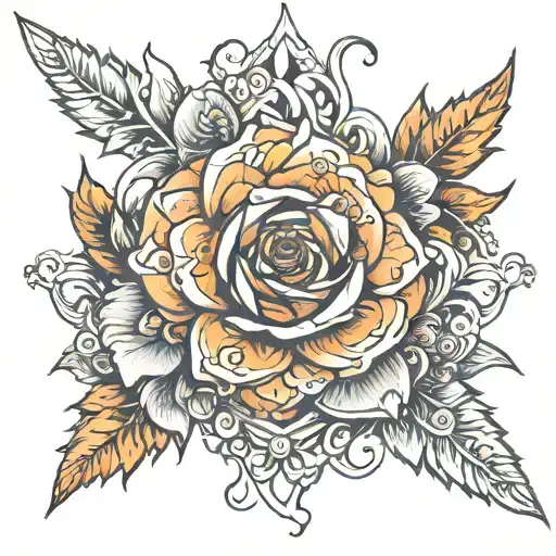 Amber As A Fine Line Tattoo Design