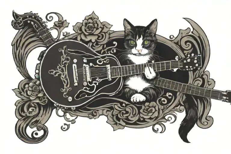 A Cat Playing A Sg Epiphone Guitar
