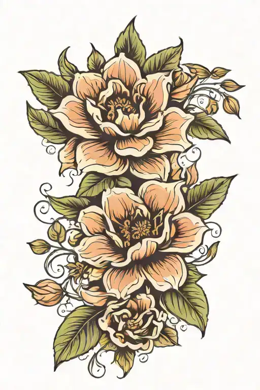 Flowers And Leaves Wrapping Around Arm