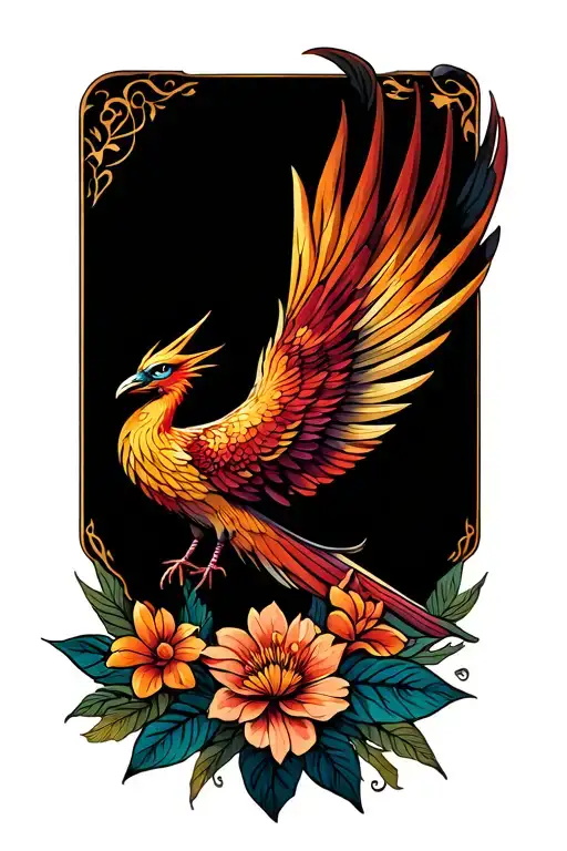 Phoenix Bird Flowers