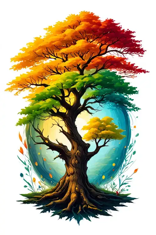 Same Tree Different Seasons Changing