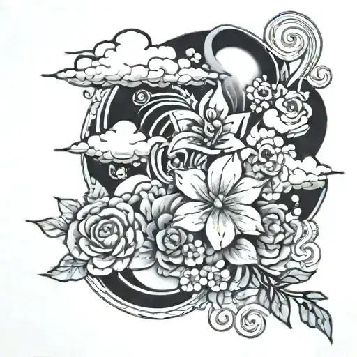 Anime Clouds And Flowers